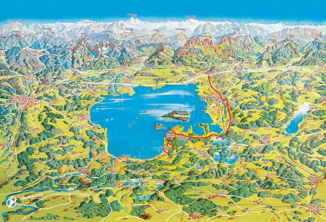Panoramakarte des Chiemgau